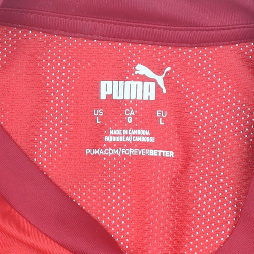 Puma Men's Red Long Sleeve Athletic Football Training Top L