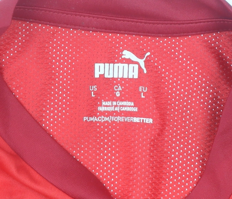 Puma Men's Red Long Sleeve Athletic Football Training Top L