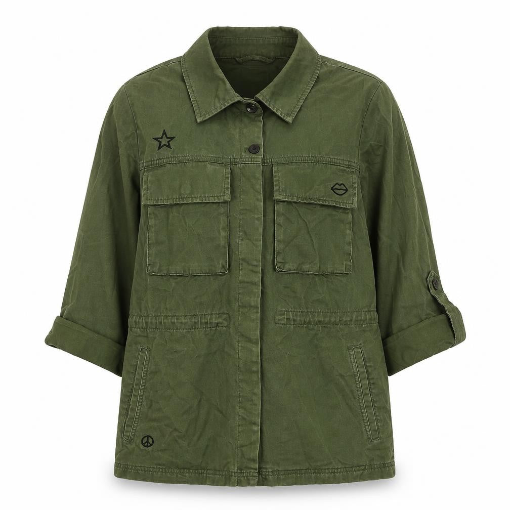 Dust Women’s Green Cotton Utility Button-Up Shirt Size M