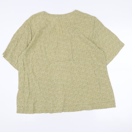 Mistral Women’s Green Geometric V-Neck Short Sleeve Viscose Tunic Blouse Size 14