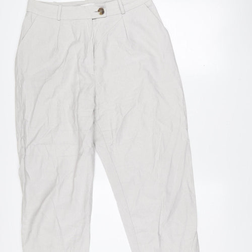 Topshop Women’s Beige Chino Trousers Size 14 Regular Fit Lightweight