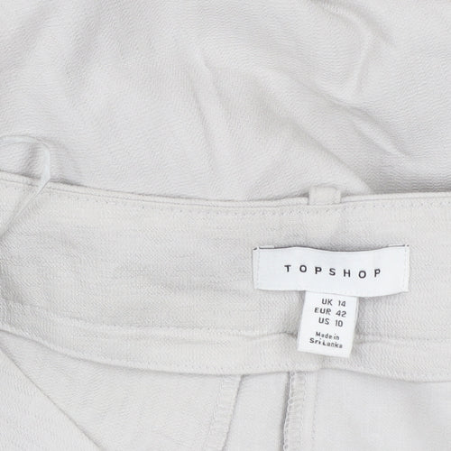 Topshop Women’s Beige Chino Trousers Size 14 Regular Fit Lightweight