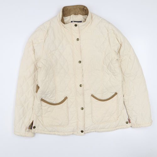 Jack Murphy Women Beige Quilted Mid-Length Jacket UK 16