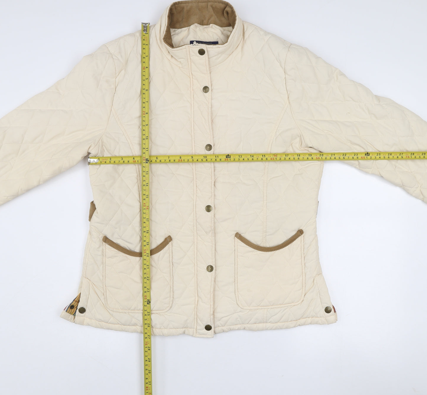 Jack Murphy Women Beige Quilted Mid-Length Jacket UK 16