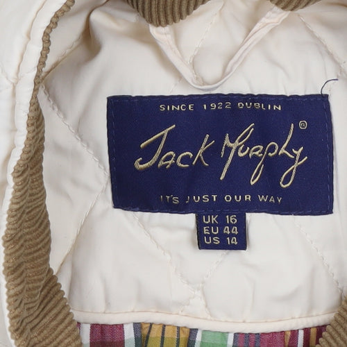 Jack Murphy Women Beige Quilted Mid-Length Jacket UK 16