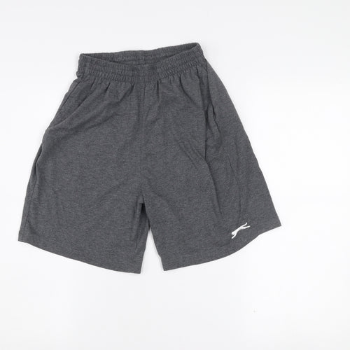 Slazenger Men's Grey Athletic Shorts S Elastic Waist Gym Training