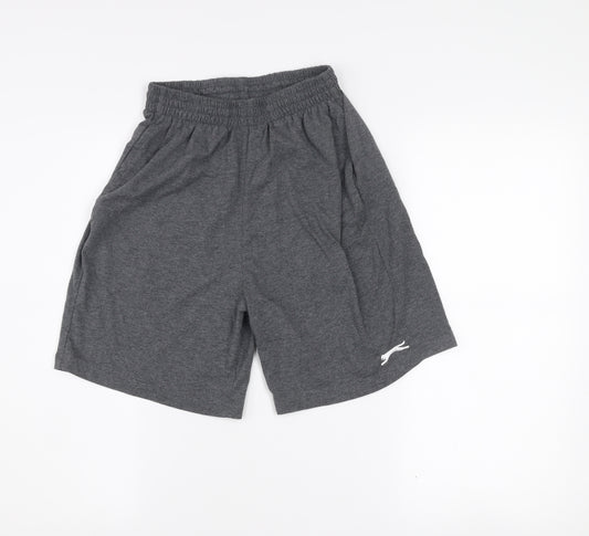 Slazenger Men's Grey Athletic Shorts S Elastic Waist Gym Training