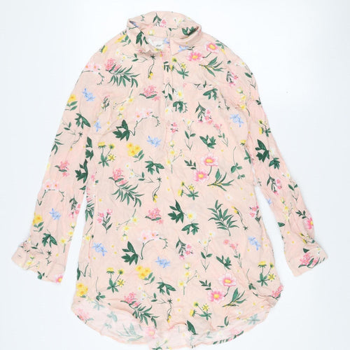 H&M Girls Pink Floral Long Sleeve Viscose Tunic Blouse 13-14 Years