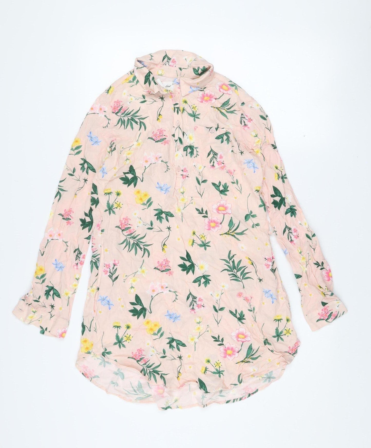 H&M Girls Pink Floral Long Sleeve Viscose Tunic Blouse 13-14 Years