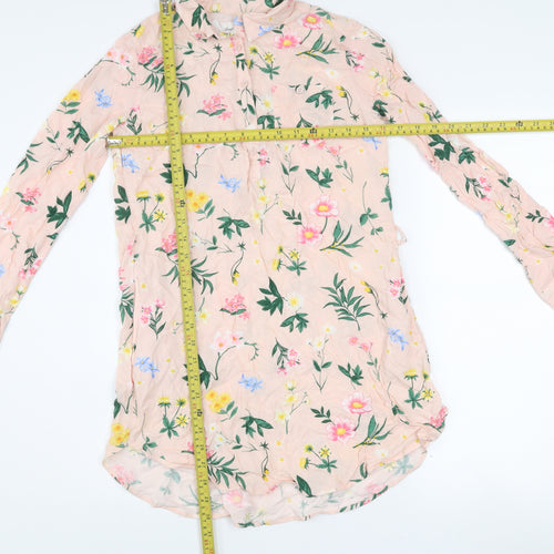 H&M Girls Pink Floral Long Sleeve Viscose Tunic Blouse 13-14 Years