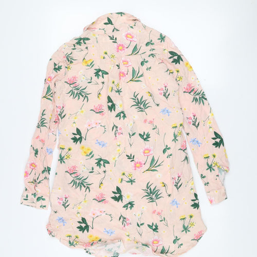 H&M Girls Pink Floral Long Sleeve Viscose Tunic Blouse 13-14 Years