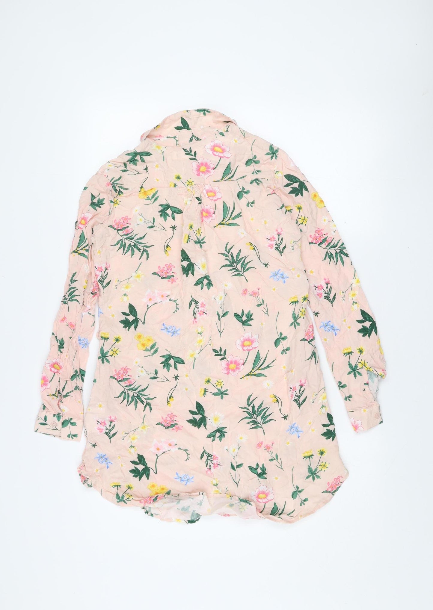 H&M Girls Pink Floral Long Sleeve Viscose Tunic Blouse 13-14 Years