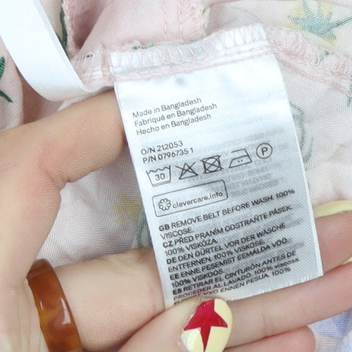 H&M Girls Pink Floral Long Sleeve Viscose Tunic Blouse 13-14 Years