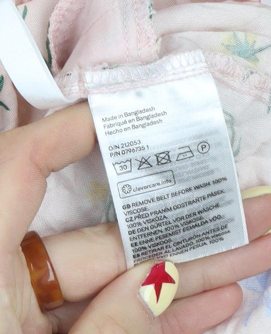 H&M Girls Pink Floral Long Sleeve Viscose Tunic Blouse 13-14 Years