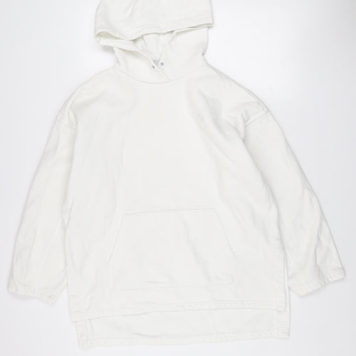 adidas Men’s White Pullover Hoodie L Fleece Logo Sweatshirt