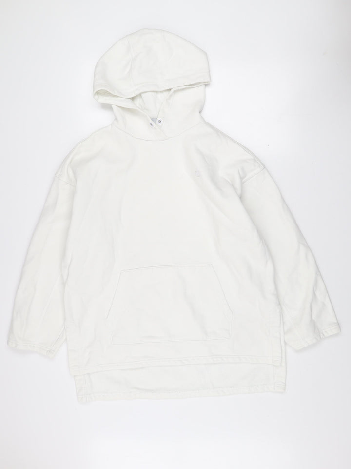 adidas Men’s White Pullover Hoodie L Fleece Logo Sweatshirt