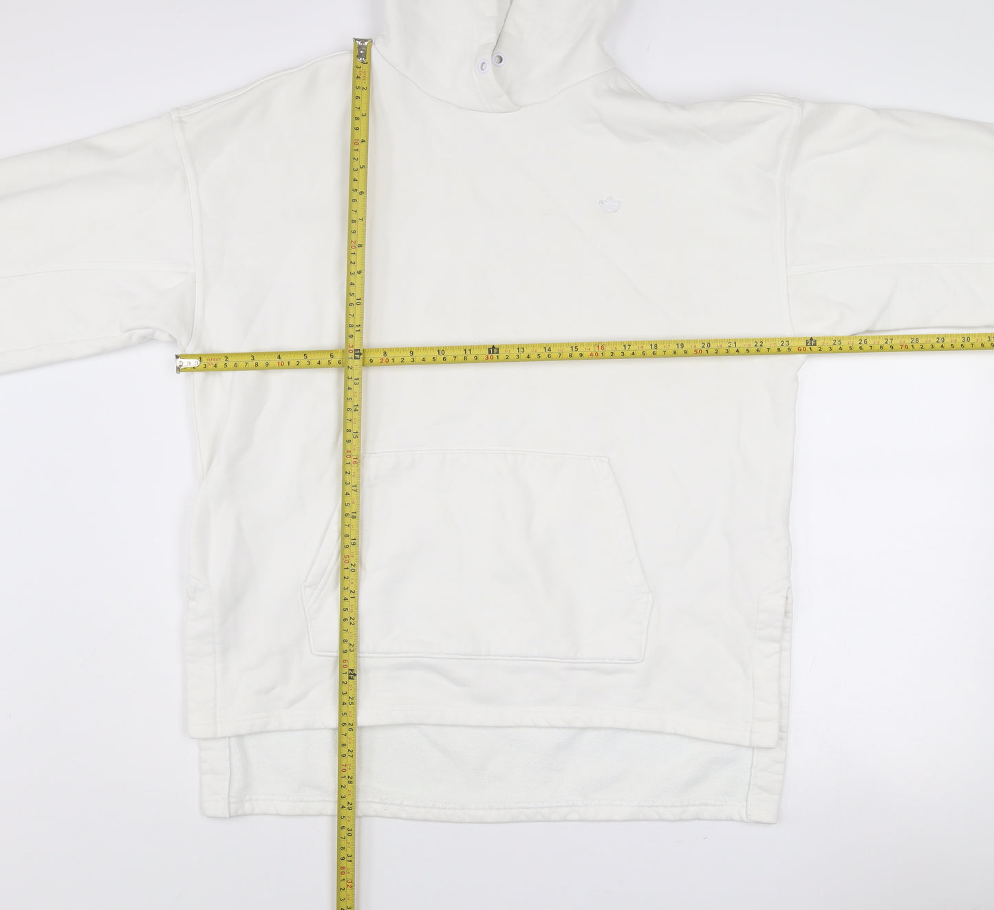 adidas Men’s White Pullover Hoodie L Fleece Logo Sweatshirt