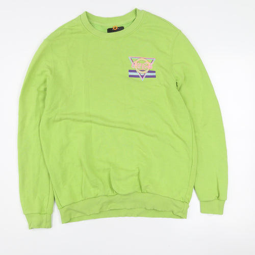 Bershka Women Lime Green Coca-Cola Graphic Sweatshirt XS Cotton Blend