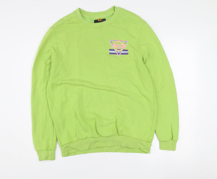 Bershka Women Lime Green Coca-Cola Graphic Sweatshirt XS Cotton Blend