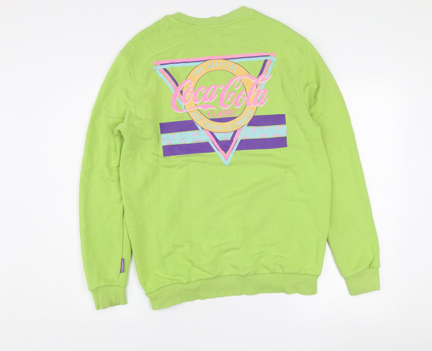 Bershka Women Lime Green Coca-Cola Graphic Sweatshirt XS Cotton Blend