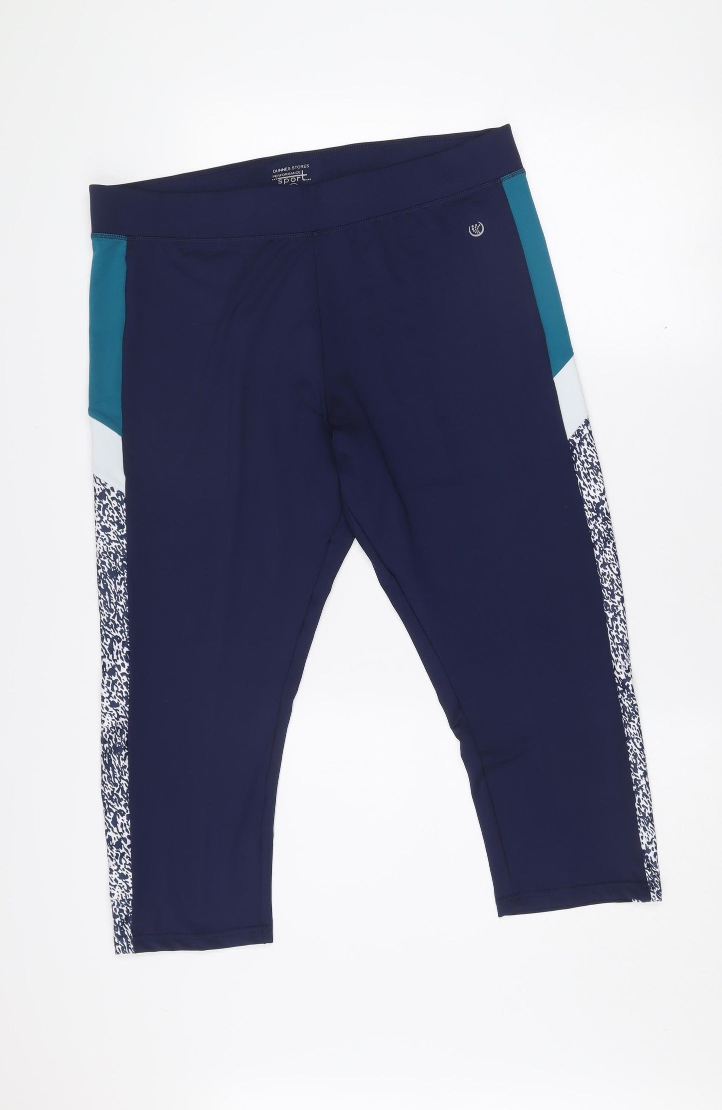 Dunnes Stores Women's Navy XL Cropped Colourblock Active Leggings
