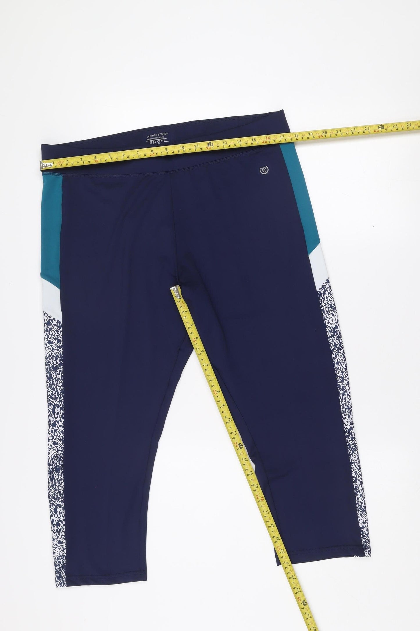Dunnes Stores Women's Navy XL Cropped Colourblock Active Leggings