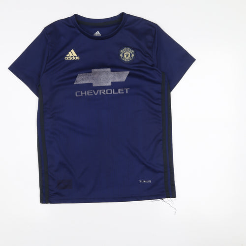 Adidas Boys Blue Manchester United Football Jersey Shirt Size 176