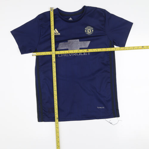Adidas Boys Blue Manchester United Football Jersey Shirt Size 176