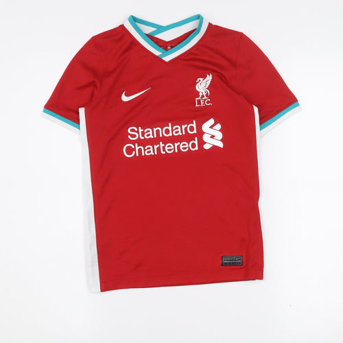 Nike Boys Red Liverpool FC Dri-Fit Short Sleeve Football Jersey S 128-137cm