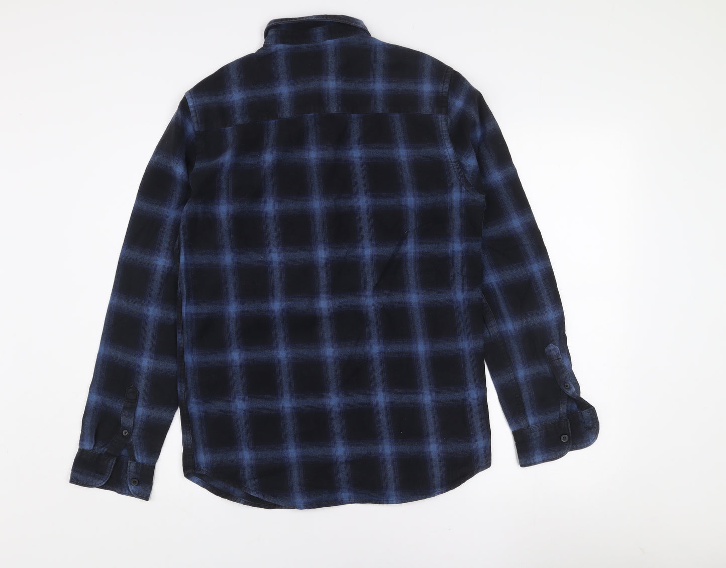 New Look Men Blue Check Flannel Button-Up Shirt S