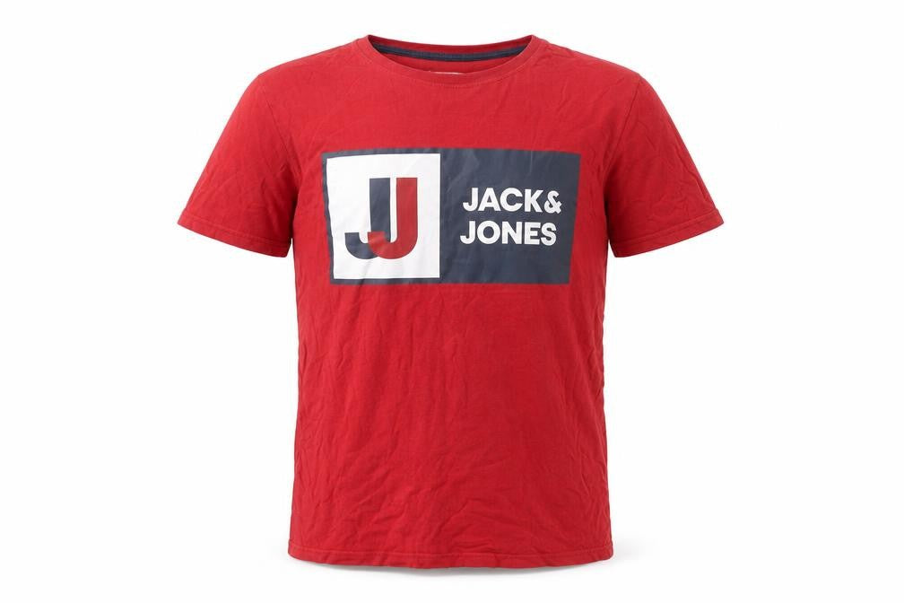 Jack & Jones Men’s Red Logo Core Cotton Crew Neck T-Shirt Size M