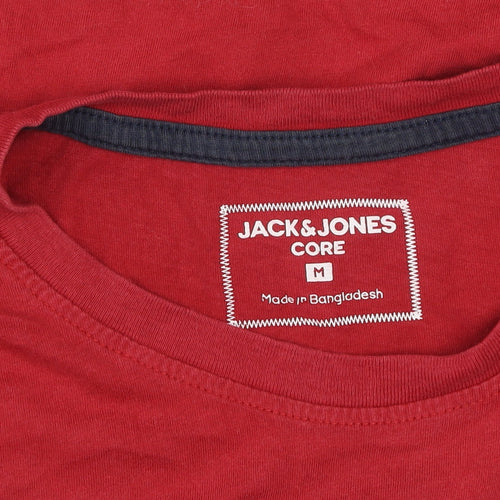 Jack & Jones Men’s Red Logo Core Cotton Crew Neck T-Shirt Size M