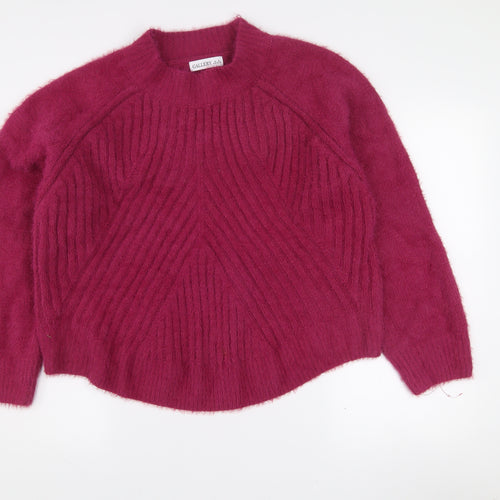 Gallery Womens Pink Mock Neck Chunky Knit Relaxed Fit Jumper XL