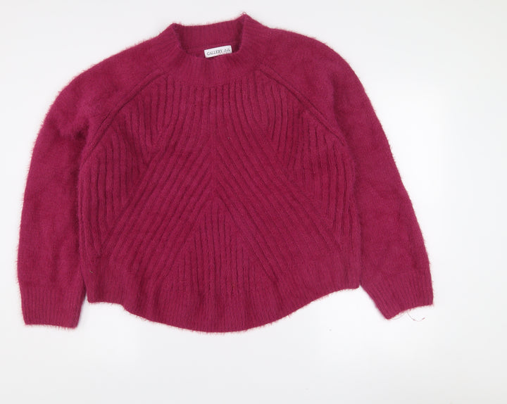 Gallery Womens Pink Mock Neck Chunky Knit Relaxed Fit Jumper XL