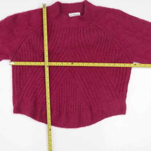 Gallery Womens Pink Mock Neck Chunky Knit Relaxed Fit Jumper XL