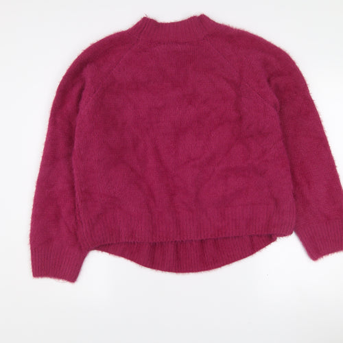 Gallery Womens Pink Mock Neck Chunky Knit Relaxed Fit Jumper XL