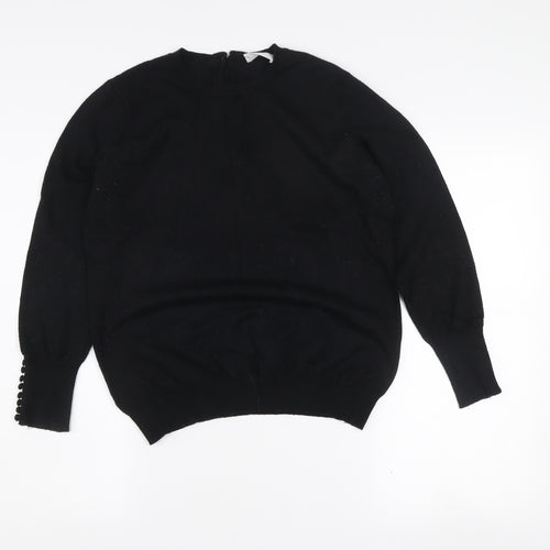 Savida Women's Black Crew Neck Long Sleeve Pullover Jumper Size 12