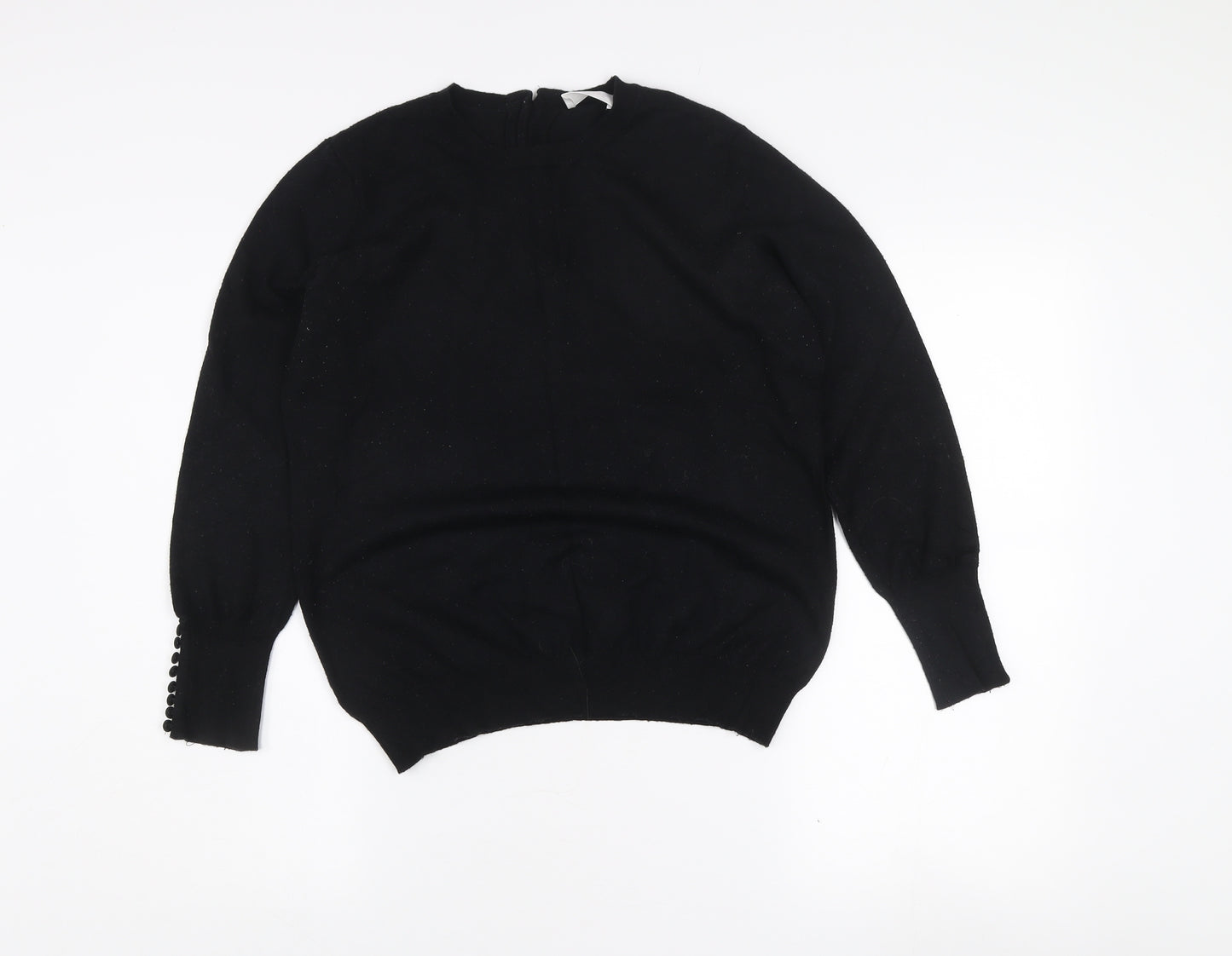 Savida Women's Black Crew Neck Long Sleeve Pullover Jumper Size 12