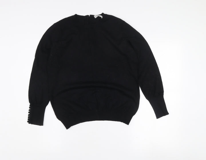 Savida Women's Black Crew Neck Long Sleeve Pullover Jumper Size 12
