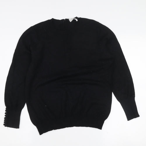 Savida Women's Black Crew Neck Long Sleeve Pullover Jumper Size 12