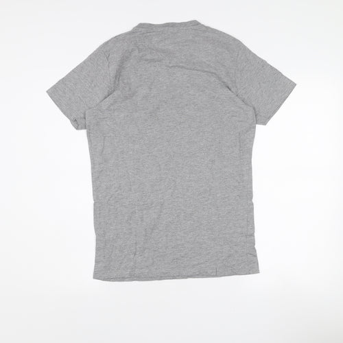 Jack & Jones Men's Grey Graphic Print Regular Fit T-Shirt Medium