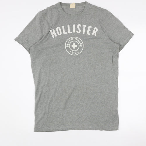 Hollister Men’s Grey Beach Graphic Crew Neck Cotton Blend T-Shirt M