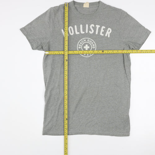 Hollister Men’s Grey Beach Graphic Crew Neck Cotton Blend T-Shirt M