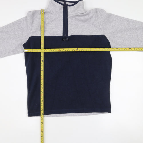 Jack & Jones Mens Grey Blue Half Zip Fleece Sweatshirt Size S
