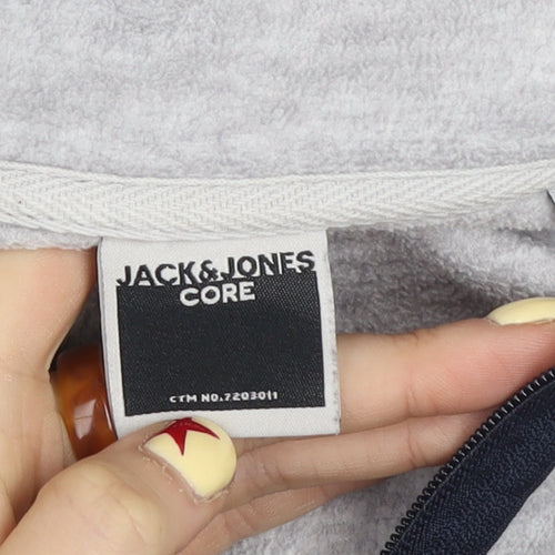 Jack & Jones Mens Grey Blue Half Zip Fleece Sweatshirt Size S
