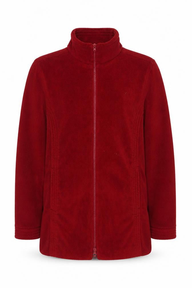 Front view of Wallis Women Red Fleece Full Zip Mid-Length Jacket, size M