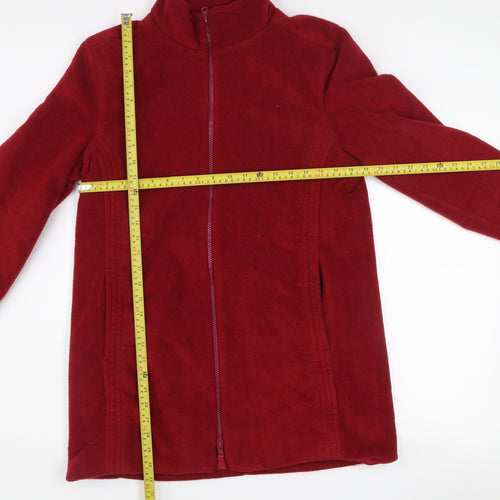Wallis Women Red Fleece Full Zip Mid-Length Jacket Size M