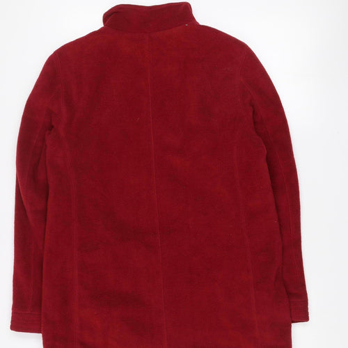 Wallis Women Red Fleece Full Zip Mid-Length Jacket Size M