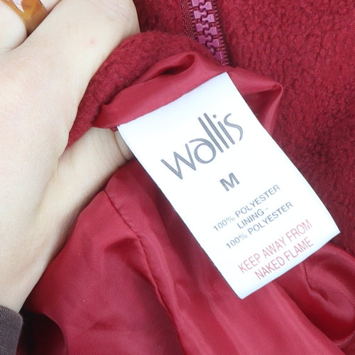 Wallis Women Red Fleece Full Zip Mid-Length Jacket Size M