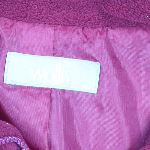 Wallis Women Red Fleece Full Zip Mid-Length Jacket Size M